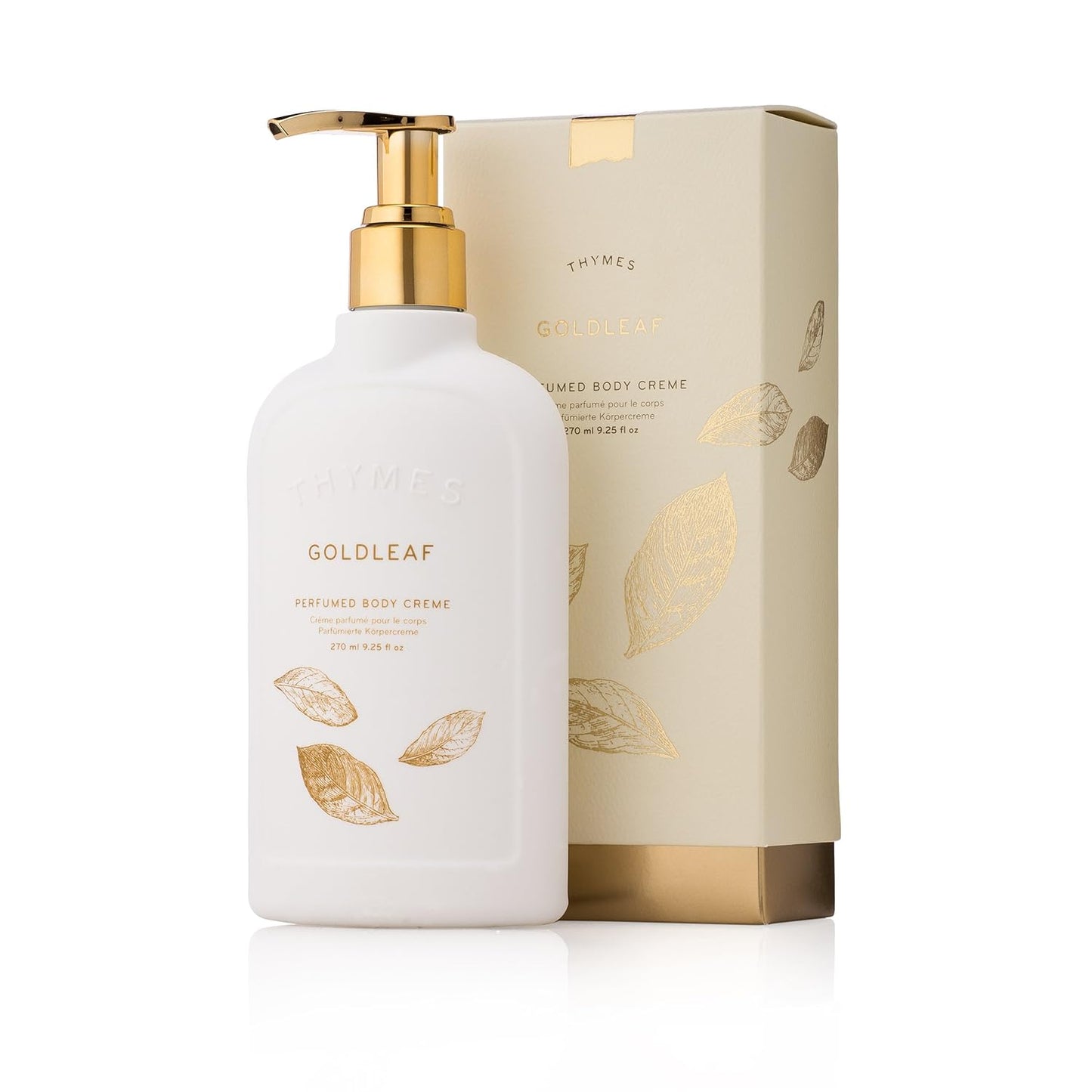 Thymes Goldleaf Perfumed Body Crème - Moisturizing Body Cream - Shea Butter Body Lotion with Vitamin E, jojoba Oil, and Honey for Skin Care Routine - Body and Hand Lotion for Women & Men (9.25 fl oz)-FemmiqueWomen