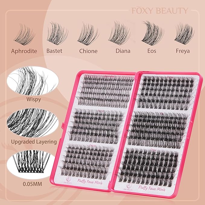 Diva Lash Clusters Kit - 432 Pieces Lash Clusters D Curl Lash Extension Kit Fluffy Lash Clusters Kit WideSpan Individual Lashes 12-20mm Eyelash Clusters, Eyelash Extension Kit With Bond and Seal-FemmiqueWomen