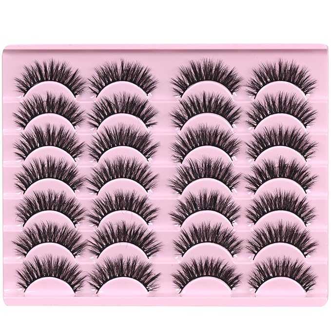 FARRED Lashes Natural Look Short Cat Eye Natural Lashes Fluffy Wispy False Eyelashes 14 Pairs Faux Mink Strip Eye Lashes Pack for Daily Makeup (F7 | 6-15mm)-FemmiqueWomen