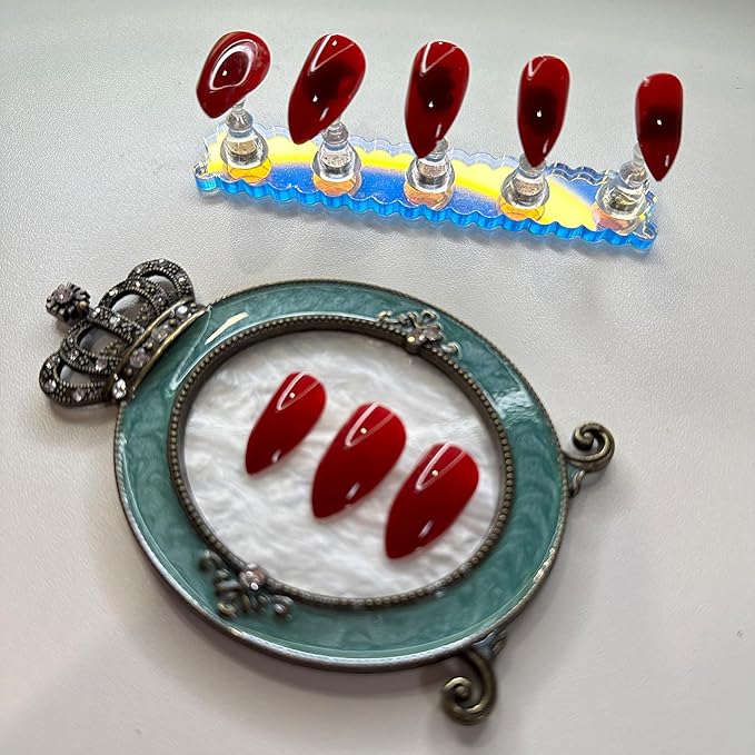 3 Pcs Nail Art Palette, Nail Art Painting Mixed Color Palettes Crown Nail Holder Retro Nail Art Display Board, Nail Art Display Tools Photography Props-FemmiqueWomen