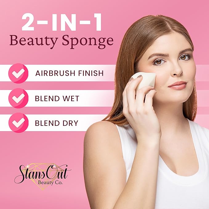 StansOut Memory Foam Makeup Sponge – No-Water-Needed Blender for Liquid, Cream & Powder Foundation – Airbrush Finish, Flawless Application-FemmiqueWomen