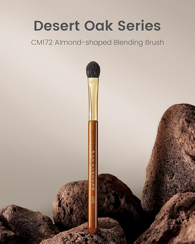 Desert Oak Series Almond Blending Brush - Squirrel & Goat Hair (30/70) for Gentle Powder Application, Bubinga Handle & Brass Ferrule (CM 172)-FemmiqueWomen
