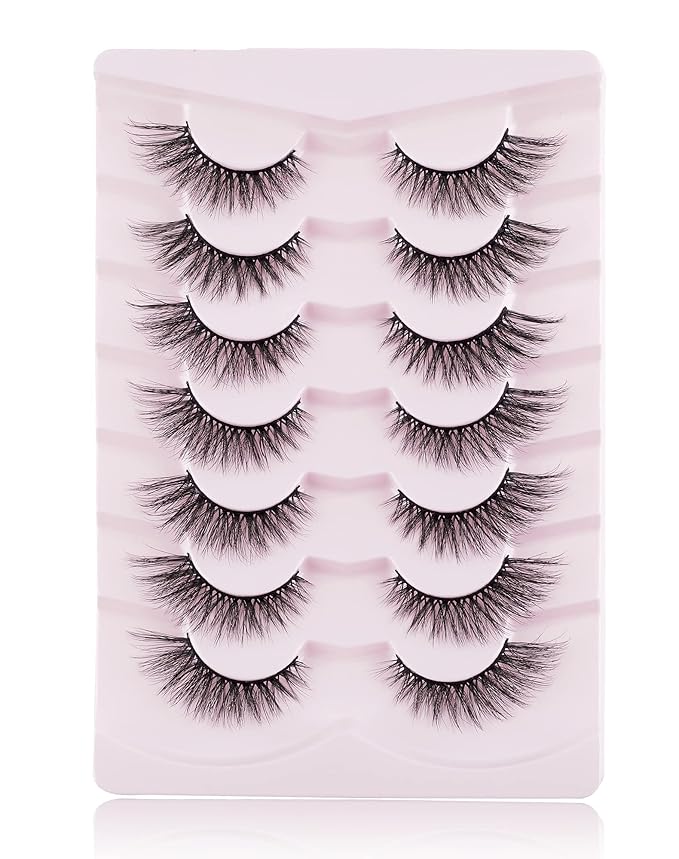 Onlyall Cat Eye Lashes Mink Lashes Fluffy Eyelashes Cat Eye False Lashes Fox Eye Lashes 7 Pairs F02-FemmiqueWomen