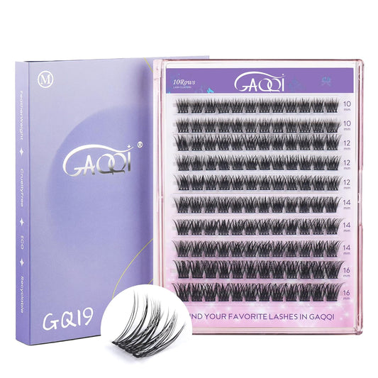 GAQQI Lash Clusters, Eyelash Clusters 120PCS C Curl Individual Lashes, Wispy Cluster Eyelash Extension 10-16mm Mixed Length, Natural Looking Cluster Lashes （GQ19, C Curl, 10-16mm)-FemmiqueWomen