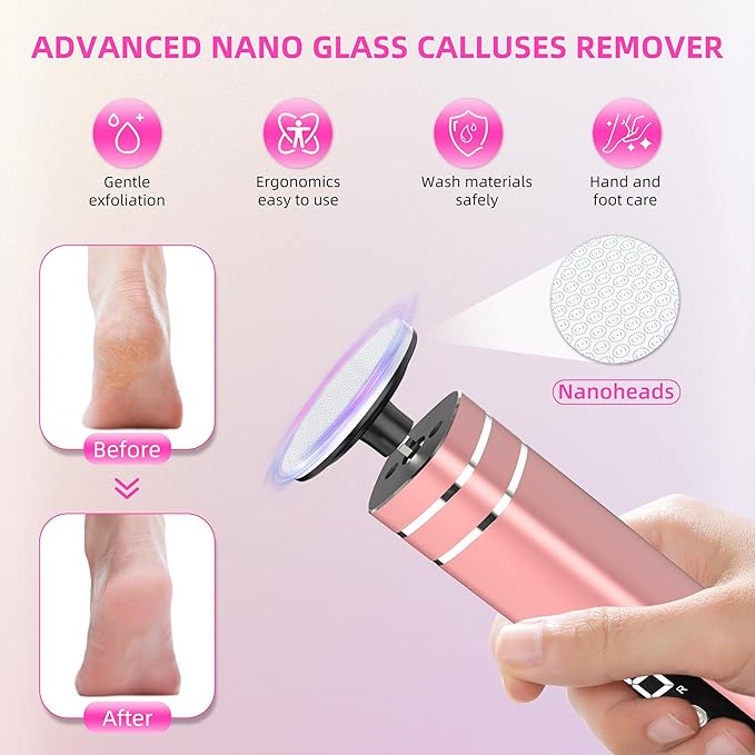 2 in 1 Electric Foot Callus Remover,9 Adjustable Speeds Rechargeable Electric Dead Skin Sander Pedicure Tools with Sandpaper Disk and Nail Drill Bits,Grinding Heads for Women&Men-FemmiqueWomen