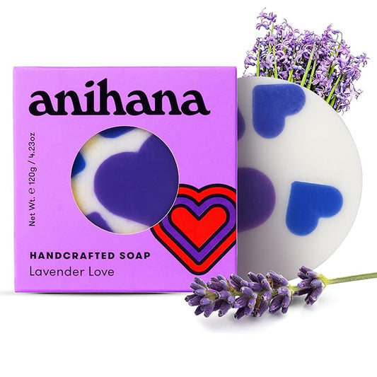 ANIHANA Handcrafted Natural Soap with Coconut Oil, Gentle Cleansing, Paraben Free, Refreshing Lavender Love Scent, 4.23 oz-FemmiqueWomen