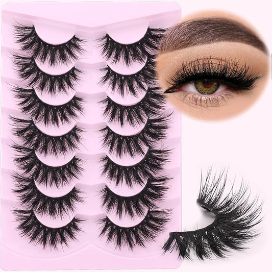 Lashes Flat Faux Mink Eyelashes 20mm Long False Eyelashes Dramatic Cat Eye Eyelashes Wispy 3D Crossed Thick Fox Eyelashes Extensions Strip Lashes Pack by Kiromiro-FemmiqueWomen
