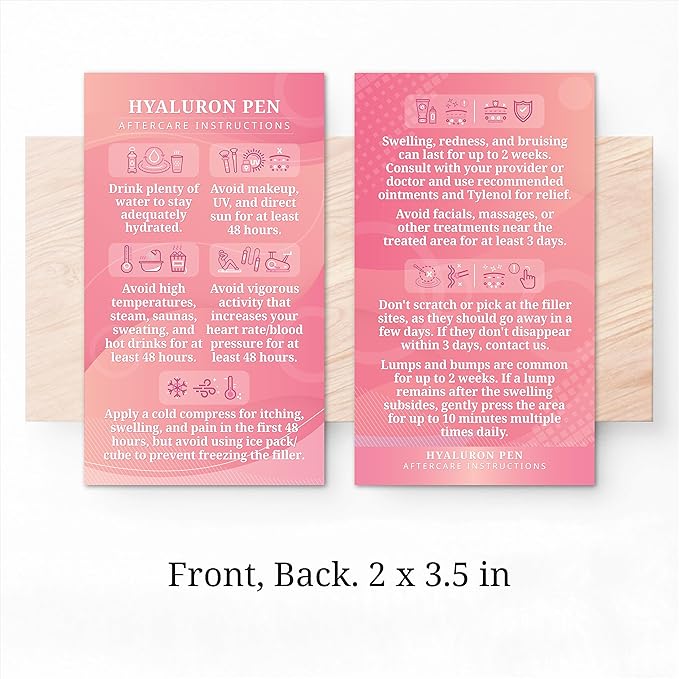 100 Pack - Premium Hyaluron Pen Lip Filler Aftercare Instructions Card 2 x 3.5" Accessories Supplies Kit Care - HP01A100_N-FemmiqueWomen
