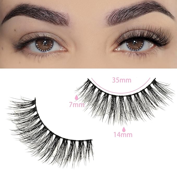 FARRED Natural Eyelashes Wispy Lashes Short False Eyelash Small Cat Eye Fake Lashes Full Pestañas Sets for MUA and Beginners Daily Makeup (F2 | 7-14mm)-FemmiqueWomen