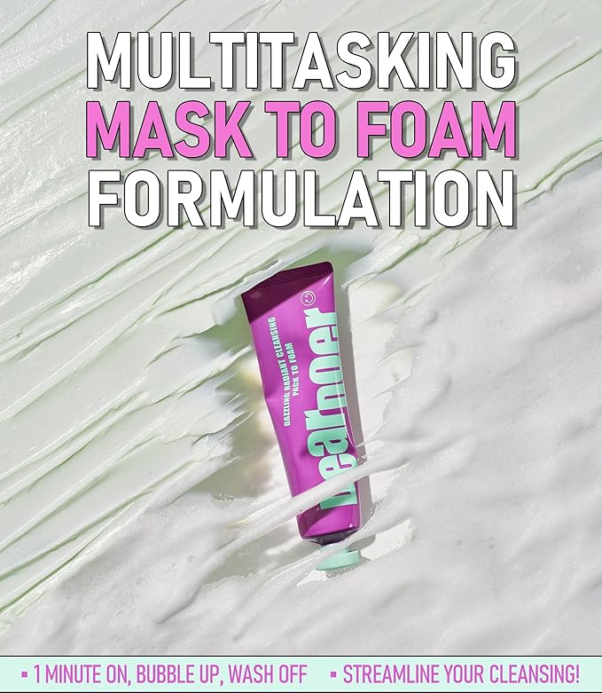 Dazzling Radiant Cleansing Pack to Foam – 3-in-1 Wash-Off Mask & Exfoliator & Cleanser w/Fresh Grape Extract & Niacinamide – Vitamin C and Resveratrol for Dry, Dull Skin (3.38 fl oz)-FemmiqueWomen