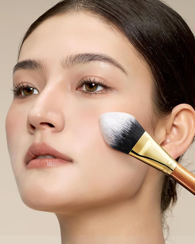 Desert Oak Series BloomFluff Powder Brush - 45mm Giant Heart-Shaped Face Brush for Setting Powder & Bronzer, Luxury Bubinga Handle (CM 196)-FemmiqueWomen