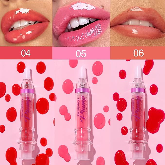 3 Colors Lifter Gloss, Spicy Lip Plumping Booster Lip Glossy Lipstick, Hydrating, Volumizes, High-Shine, Fuller Mirror Lip Glaze, Plump &Pout Lip Plumper for Women Girls, Set #04,05,06-FemmiqueWomen
