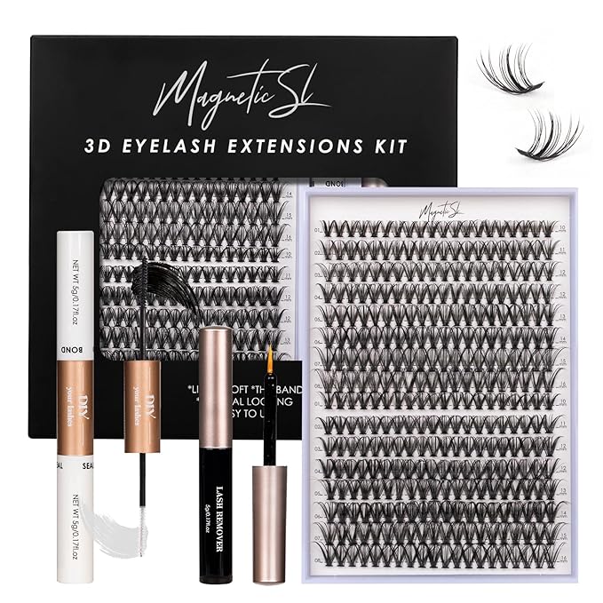 Lash Clusters DIY Lash Extensions Kit 320pcs Individual Lashes Clusters 30D 40D D Curl Eyelash Extension Kit with Applicator and Lash Bond&Seal,Clusters Lash Glue Remover Mix 10-16mm (30D+40D-320 KIT)-FemmiqueWomen