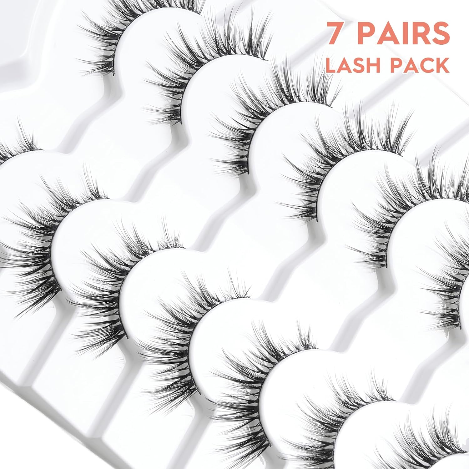 Manga Lashes Wispy 14mm False Eyelashes Natural Look Cat Eye Lashes Strips 0.1mm Thin Band Anime Eyelash 3D Volume Manhua Lash Pack C Curl Eyelashes 7 Pair Siligli-FemmiqueWomen
