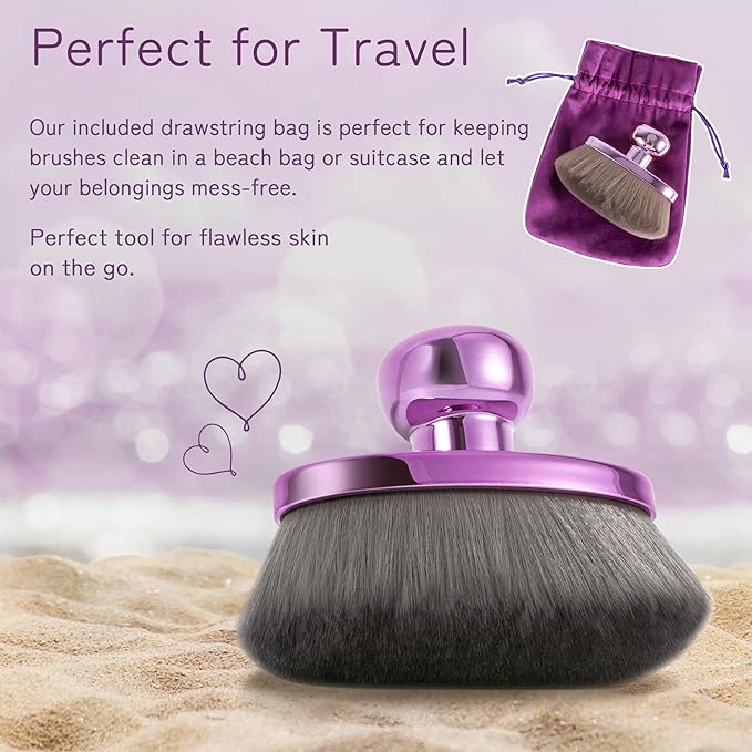 Extra Large Body Makeup Brush For Self Tanner, Leg Makeup &Bronzer Blend,116mm Oval-headed Kabuki Brush Provides More Even &Pretty Application, Sunscreen Face& Back Makeup Brush, Wet&Dry Use- Purple-FemmiqueWomen