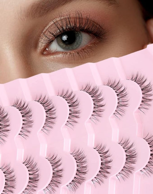 Lashes Wispy Short Eyelashes Natural Look False Eyelashes Strip Eye Lash Soft Lashes Fluffy Pack 7 Pairs Everyday Lash SF-03-FemmiqueWomen