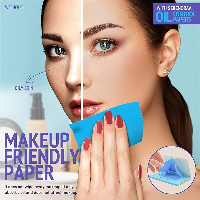Oil Blotting Sheets for Face - Portable 1x50 Blue Oil Wipes Sheets for Face - Japanese High Performance Technology Makeup Blotting Paper -Grain Free Softer Oil Pads Absorbing Face Oil Tissues for Face-FemmiqueWomen