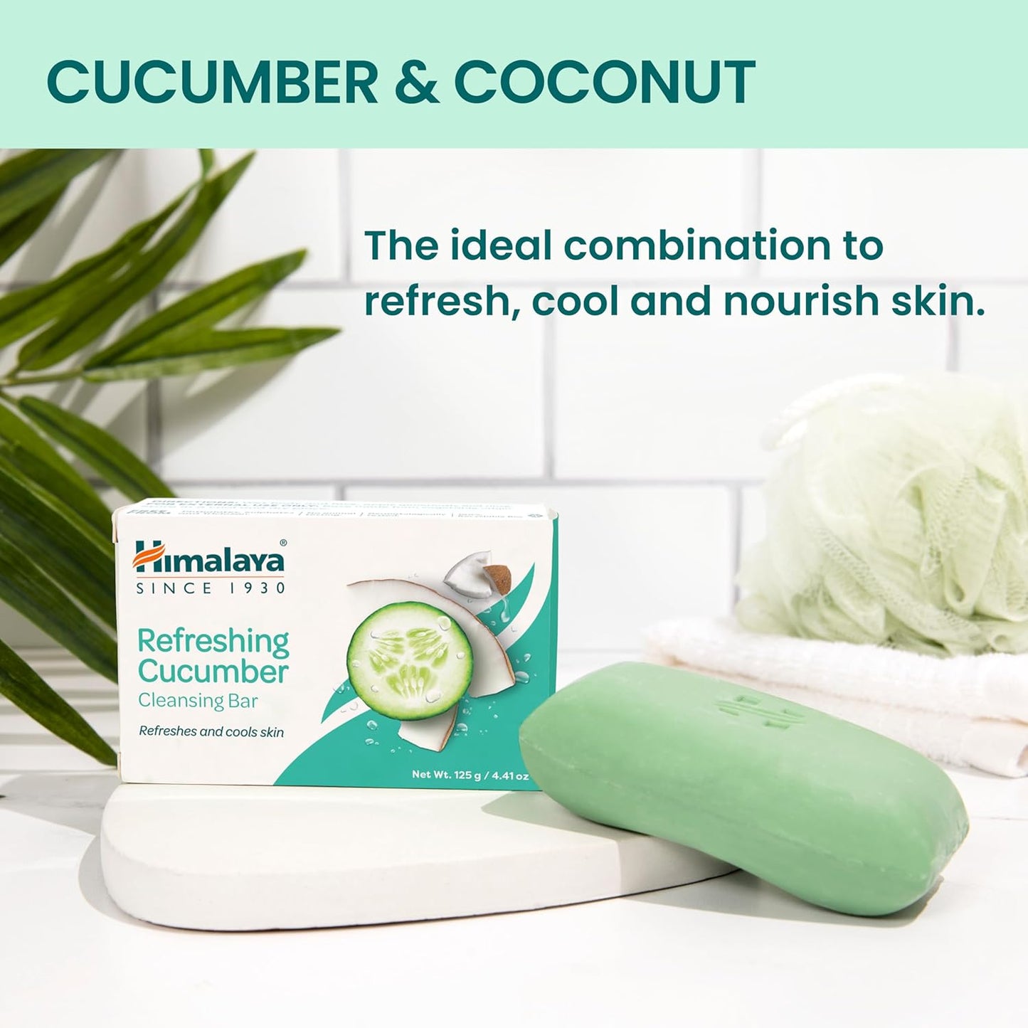 Himalaya Refreshing Cucumber Cleansing Bar, Face and Body Soap for Soft Skin, 4.41 oz, 12 Pack-FemmiqueWomen