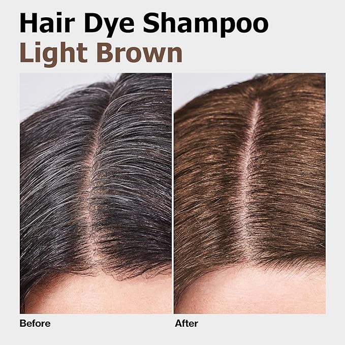 Hair Dye Shampoo, Gray Hair Coverage Dye Shampoo, Hair Color Shampoo for All Hair Types, Champu Para Canas, Suitable for Home and Salon (Light Brown)-FemmiqueWomen