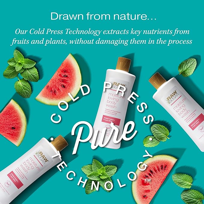 RAW SUGAR Moisture Loving Body Wash - Watermelon + Fresh Mint, Moisturizing & Refreshing Bath & Shower Gel, Sulfate-Free, Paraben-Free & Vegan (Pack of 3)-FemmiqueWomen