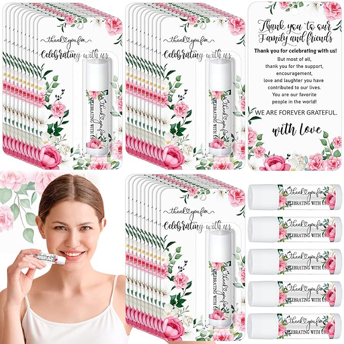 30 Pack Thank You Gift Lip Balm Bulk Bridal Shower Favors Bridal Shower Favor Lip Care Set Bachelorette Party Favors Baby Shower Favor Thank You Appreciation Gift for Guest Basket Gift Stuffer-FemmiqueWomen