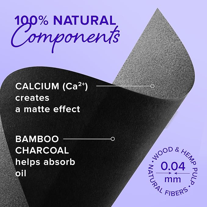 MAREE Oil Blotting Sheets for Face (100 Sheets) - Mineral Blotting Papers For Face with Bamboo Charcoal - Maximum Absorption & Shine Control - Makeup-Friendly Wipes for Oily Skin-FemmiqueWomen