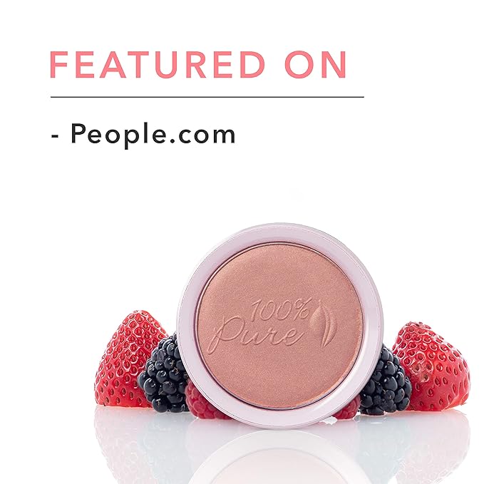 100% PURE Powder Blush (Fruit Pigmented), Peach, Soft Shimmery Finish, Nourishes Skin w/Rosehip Oil, Cocoa Butter, Natural Makeup (Neutral Peach w/Bronze) - 1.81 oz-FemmiqueWomen