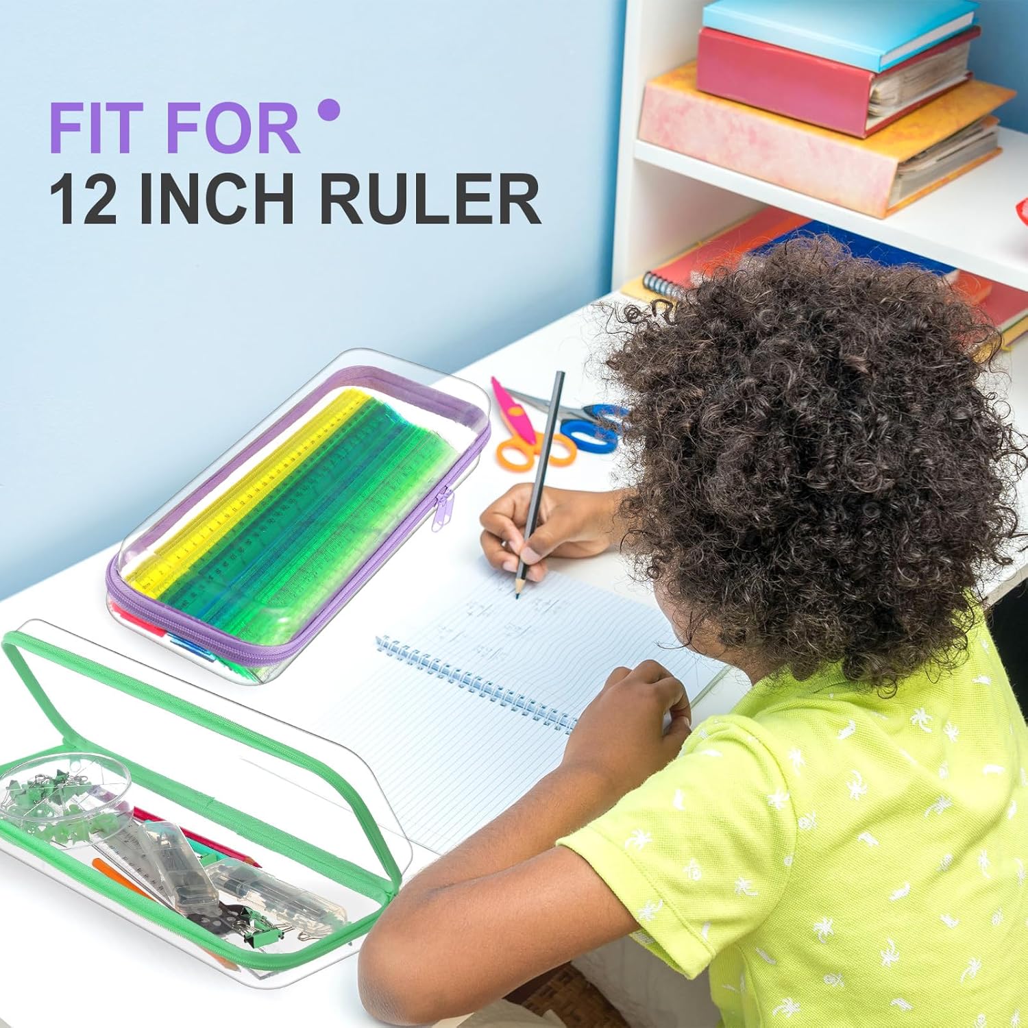 Hoolerry 4 Pcs Hard Clear Zipper Case Makeup Bags Plastic Pencil Pouch Transparent Storage Box Containers for Cosmetics, Snacks, Building Blocks, Puzzles(Pastel,13.2 x 4.7 x 2.4 in)-FemmiqueWomen