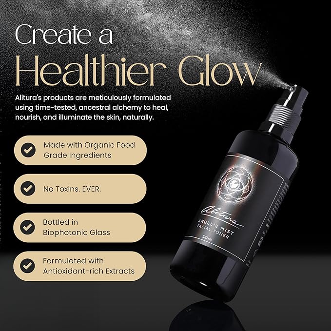 Alitura Angel's Mist Facial Toner – Hydrating & Revitalizing Face Spray with 97% Organic Ingredients – Refreshes, Tightens & Balances for All Skin Types – 100ml-FemmiqueWomen
