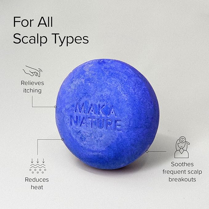 Maka Nature Low-Carbon Shampoo Bar | Korean K-Beauty Haircare with Natural Ingredients for Scalp & Hair Types | Vegan, Eco-Friendly, pH balanced, 3.35oz (Cooling)-FemmiqueWomen