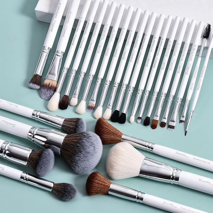 Professional Makeup Artist Brushes Set 26Pcs Real Natural Goat Hair Labeled White Makeup Brush Set with Foundation Powder blush concealer blending eyeshadow contour make up brushes set-FemmiqueWomen