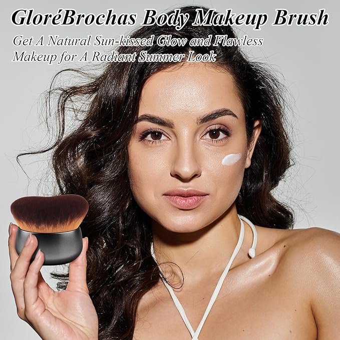 75MM Extra Large Self Tanner Kabuki Makeup Brush – Ultra Soft Dense Vegan Bristles for Body Makeup, Bronzer & Foundation–Applies Tanning Mousse, Lotion & Self Tanner–Black, Wet & Dry-FemmiqueWomen