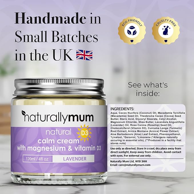 Magnesium Cream with Vitamin D3 [4 Fl Oz] - Magnesium and VIT D Lotion - Turmeric & Arnica Calm Cream - Magnesium and VIT D3 - Lavender-FemmiqueWomen
