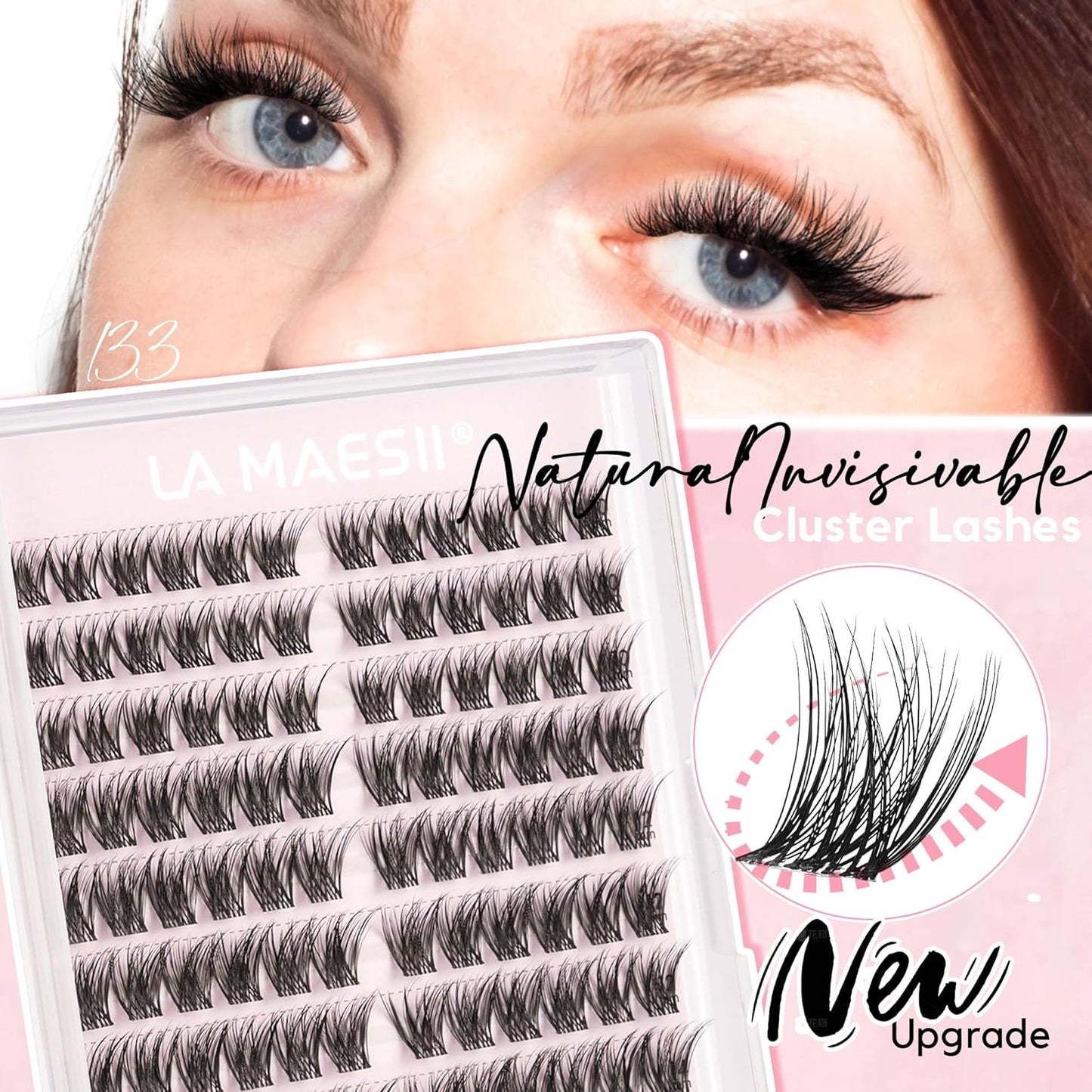 120Pcs Clear Band Lash Clusters 10-14mm Natural Look Cluster Eyelashes C Curl Resuable Invisible Band Individual Cluster Lashes(133)-FemmiqueWomen