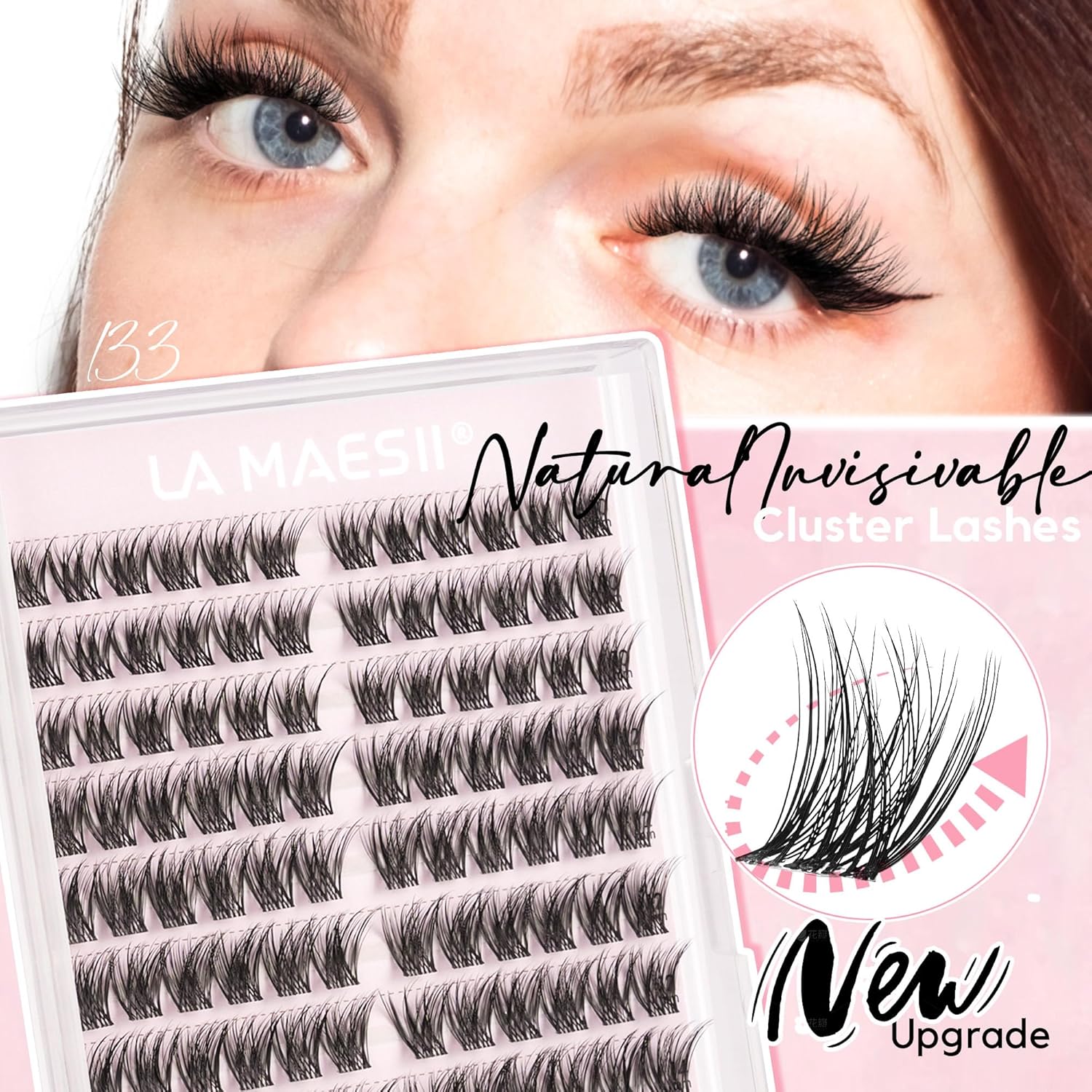 120Pcs Clear Band Lash Clusters 10-14mm Natural Look Cluster Eyelashes C Curl Resuable Invisible Band Individual Cluster Lashes(133)-FemmiqueWomen