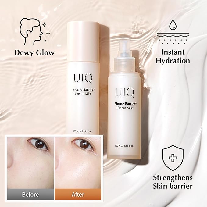 UIQ Biome Barrier Cream Mist - Facial Barrier Mist for Hydration & Skin Barrier Repair, Microbiome-Based Korean Skin Care, 3.38 fl oz-FemmiqueWomen