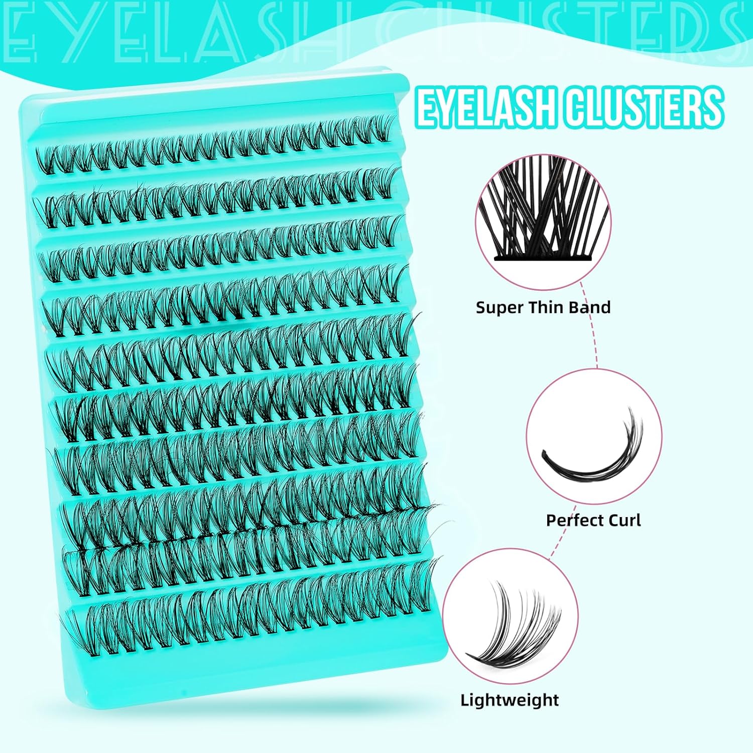 Lash Clusters 200pcs, Eyelash Extension Kit 30D D Curl Diy Cluster Eyelashes Extensions Lash Bond and Remover Waterproof Lash Applicator Tools for 8-18mm Mix Lashes Beginner Self Use-FemmiqueWomen