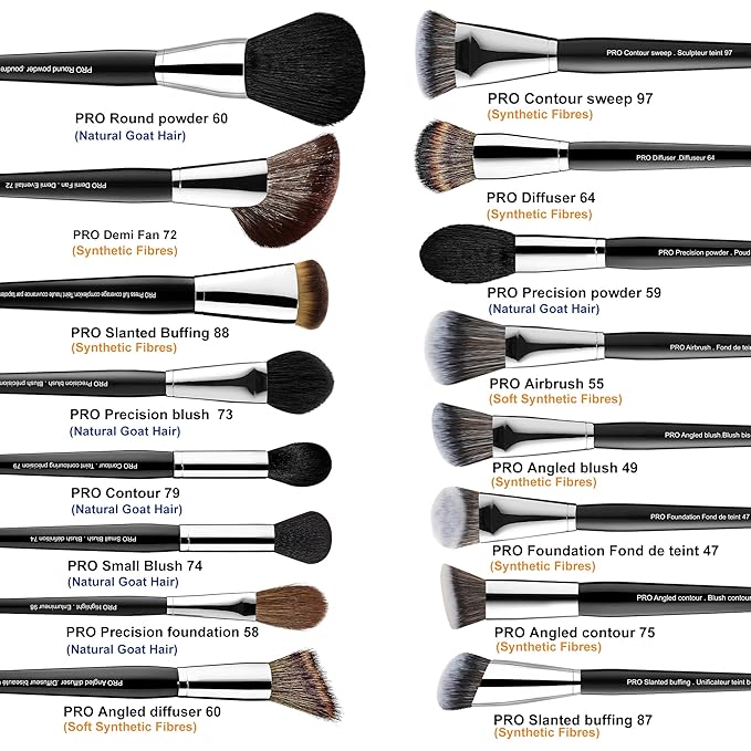Bueart Design 36Pcs PRO Grade Natural Goat Hair Pony Bristles Makeup Brushes Set with Super Holder Professional-Grade Precision & Luxury Brush for beauty enthusiasts&professionals Makeup Artist-FemmiqueWomen