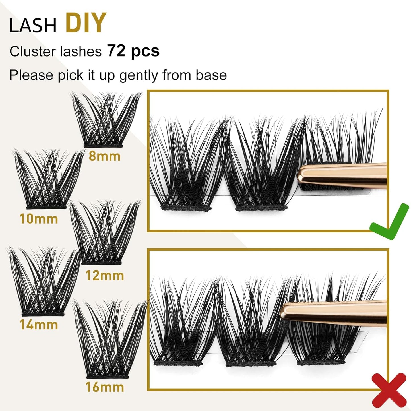 B&Qaugen B05 Fluffy Lashes Clusters Eyelash Extensions Individual Lash Wispy D Curl 72 Clusters False Lashes DIY at Home (B05-14mm)-FemmiqueWomen