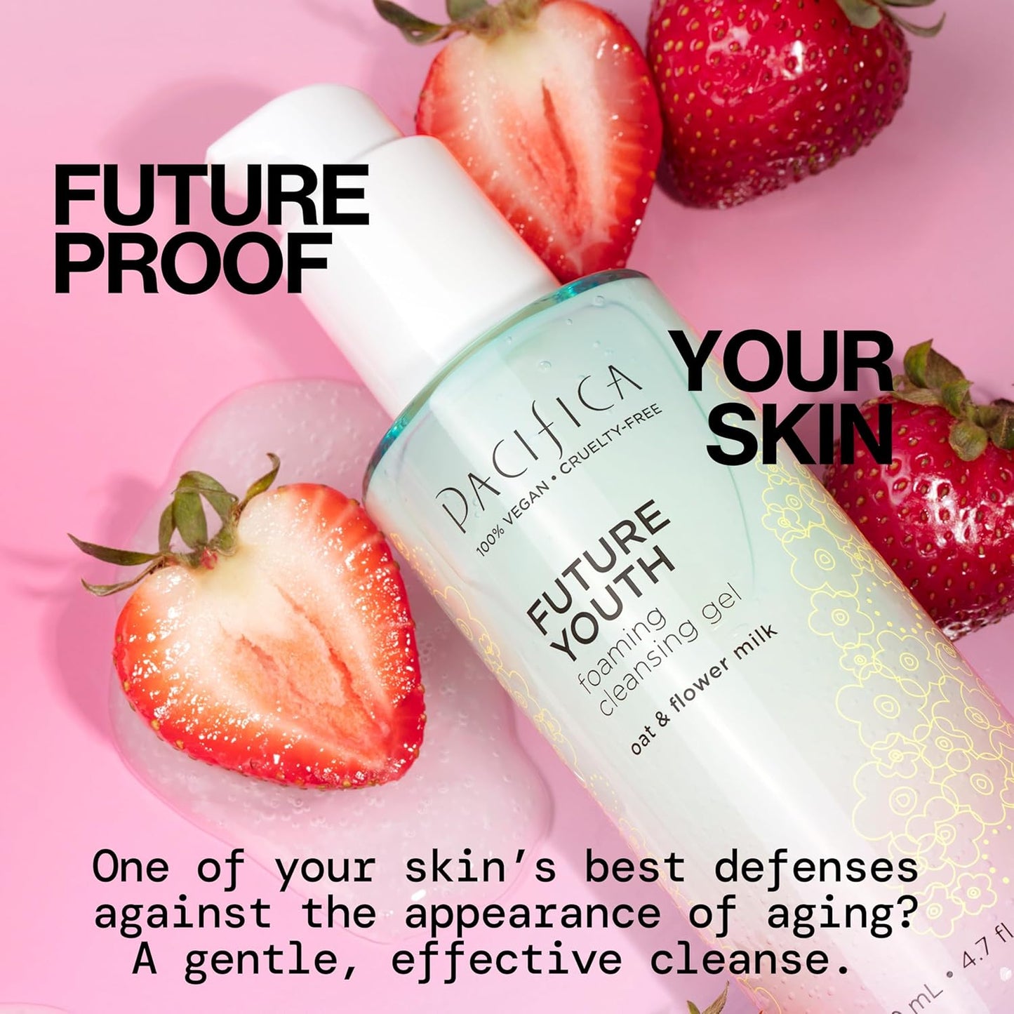 Pacifica Future Youth Foaming Face Wash - Hydrating Anti-Aging Cleansing Gel, Dermatologist Tested Gentle Facial Cleanser, Alcohol-Free Vegan Formula for All Skin Types Clean Beauty Cruelty-Free 4.7oz-FemmiqueWomen