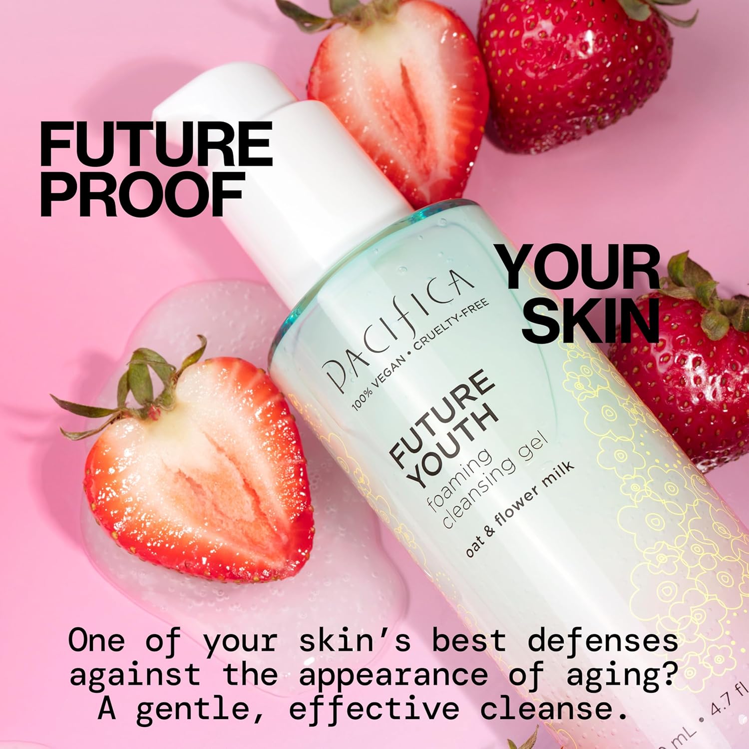 Pacifica Future Youth Foaming Face Wash - Hydrating Anti-Aging Cleansing Gel, Dermatologist Tested Gentle Facial Cleanser, Alcohol-Free Vegan Formula for All Skin Types Clean Beauty Cruelty-Free 4.7oz-FemmiqueWomen