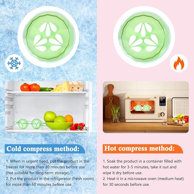 12 Pcs Cucumber Eye Pads Gel Eye Masks Cooling Heating Eye Pads Spa Party Favors Sleepover Party Slumber Party Supplies-FemmiqueWomen