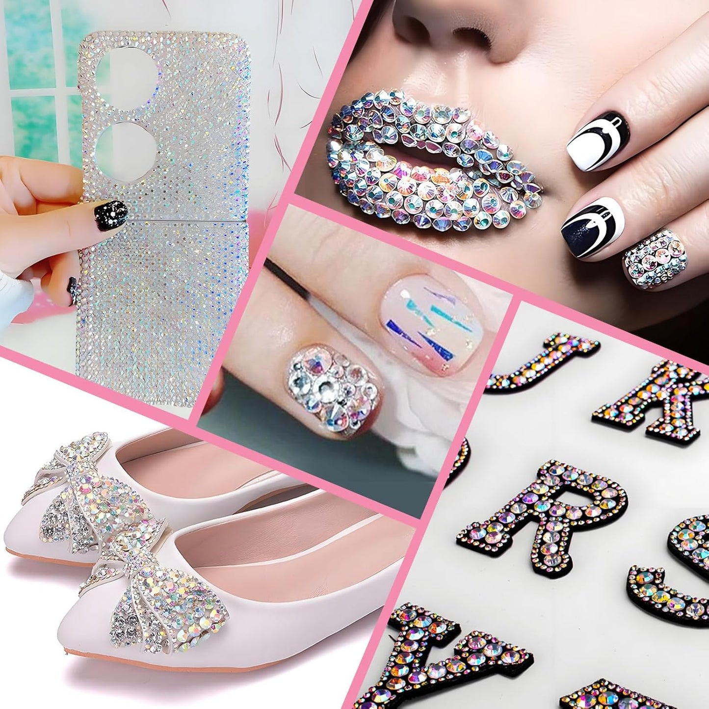 3000PCS SS8 Flatback Rhinestones | 12-Facet Diamond-Cut Glass Gems for Nail Art, Clothing, DIY Crafts |Glue-On Decoration Stones with Silver Backing(Transparent AB)-FemmiqueWomen