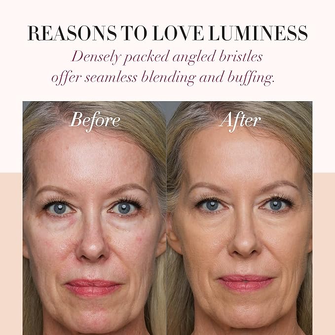 LUMINESS Dual-Sided Angled Buffing Brush - Cruelty-Free Synthetic Bristles Ideal for Foundation & Primer - Soft Fibers Gives Silky Touch on Skin & Creates Flawless Base with Perfect Finish-FemmiqueWomen