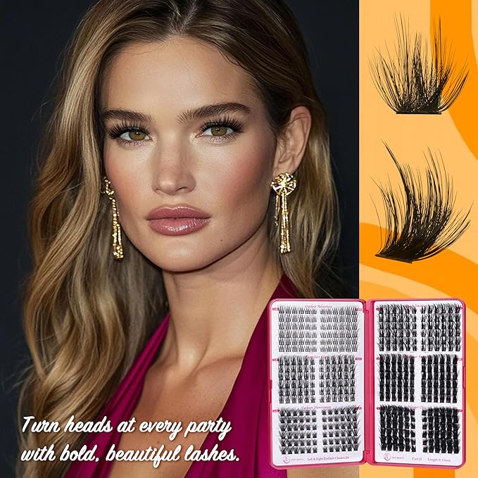 Fluffy Lash Clusters - 360Pcs Natural 0.05D Eyelash Clusters, Left & Right Eyelashes, Urtra Lightweight Cat Eye Clusters for Starter DIY at Home(Eyelashes Only）-FemmiqueWomen