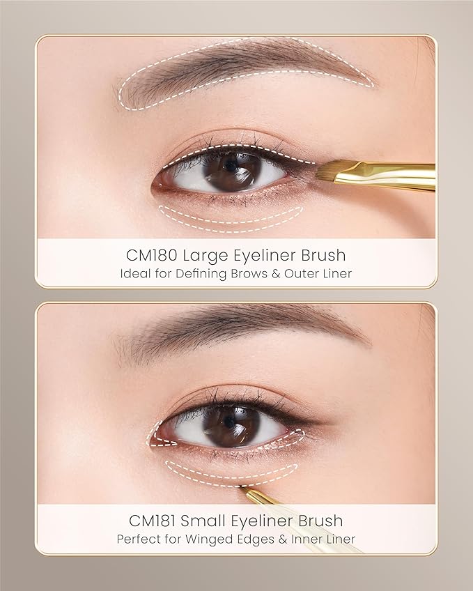 Desert Oak Series Precision Angled Eyeliner Brush - Ultra-Fine Nylon Bristles for Razor-Sharp Gel/Liquid/Powder Lines, Detail Work & Tightlining, Bubinga Handle & Brass Ferrule (CM 181)-FemmiqueWomen