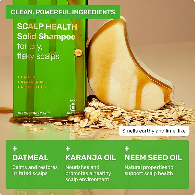 Ethique Scalp Health Shampoo Bar for itchy, dry, flaky scalps with Oatmeal - Plastic-Free, Vegan, Cruelty-Free, 3,88 oz - Formerly Heali Kiwi-FemmiqueWomen