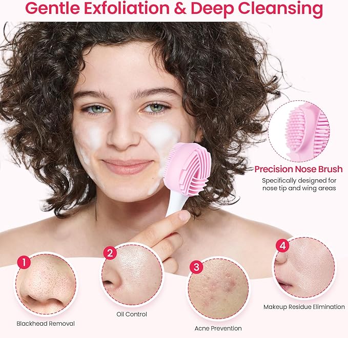 2 Packs Silicone Face Scrubber Exfoliator, Face Mask Brush Applicator, Facial Cleansing Brush, Pore Cleaning Brush, Pore Scrubber for Face-FemmiqueWomen