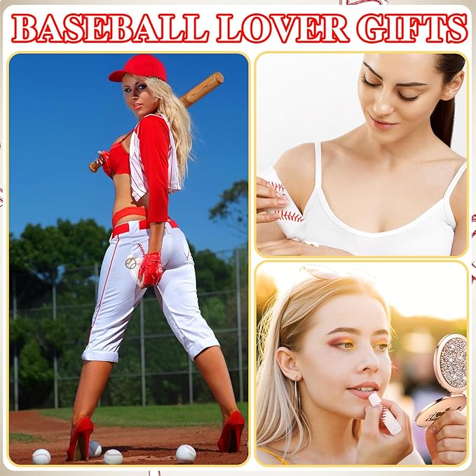 144 Pcs Baseball Lip Balm Hand Cream Set Baseball Party Supply, Include 36 Baseball Lip Balm 36 Moisturizing Hand Cream 36 Baseball Bag 36 Baseball Card and Rope for Baseball Accessories Gifts-FemmiqueWomen