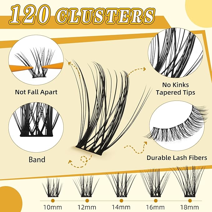 Eyelash Cluster 10-18mm Wispy Eyelash Clusters D Curl DIY Lash Extension Natural Lash Clusters Individual Lashes (LF03 Lashes Only)-FemmiqueWomen
